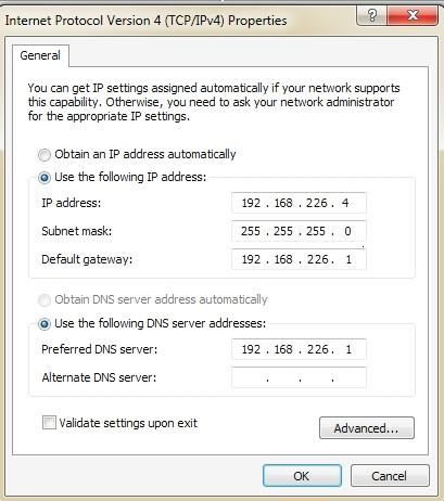 Directly Access Through a Web Browser The default network settings are as shown below: IP address: 192.168.226.201 HTTP: 80 Subnet Mask: 255.255.255.0 Data Port: 9008 Gateway: 192.168.226.1 You may use the above default settings when you log in the camera for the first time.