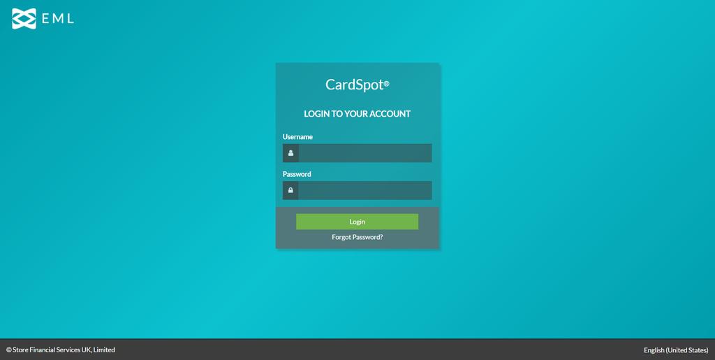 LOGIN I. LOGIN Log into CardSpot using your unique username and password provided via email by EML.