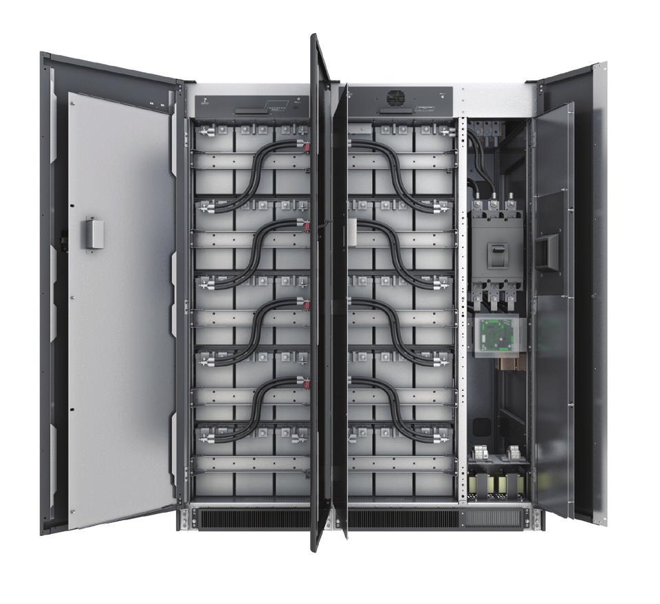 Breaker for safe battery service without shutdown. Parallelable for extended runtime or redundancy. Internal bussing between attached cabinets to minimize site wiring.