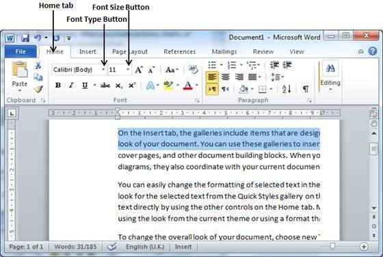 19 Step 1 Select the portion of text the font of which needs to be changed and click the
