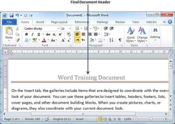 35 You can follow a similar procedure to add footer in your document. Edit Header and Footer The following steps will help you understand how to edit the existing header or footer of your document.