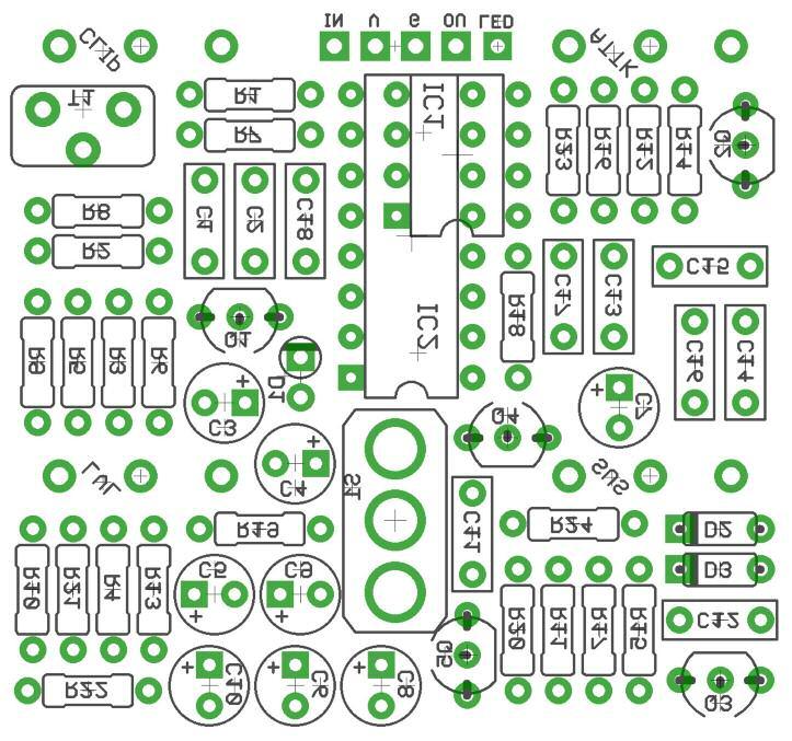 Schematic - full board The schematic above shows everything that is on the PCB. Since the board is designed for several different builds, not everything is used on each build.