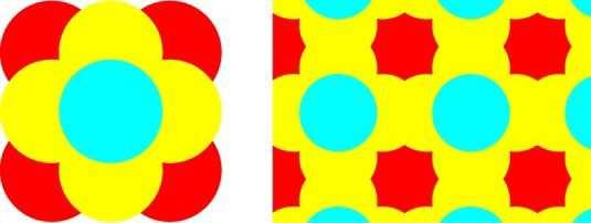 Using the artworks on the left, you want to create a pattern that seamlessly repeats, like the graphic on the right. A.