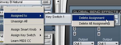 To remove a Key switch assignment: 1 Right-click (Windows or Mac) or Control-click (Mac) the control.
