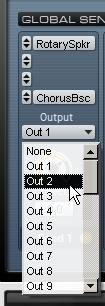 Send 1 4 Insert Selector Selects an insert effect. Output Selector Selects an individual Output bus for the Send Effect slot. Level Adjusts the Send Effect slot s output volume.