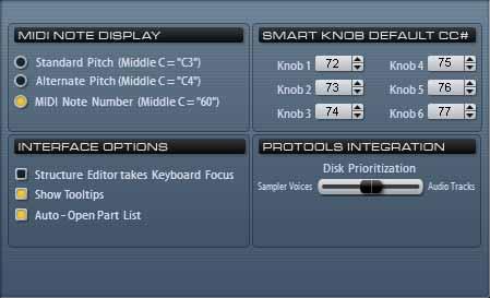 Setup Page Global Settings The Setup page contains controls for adjusting Structure s basic configuration and behavior. There are settings for improving system performance and Pro Tools integration.