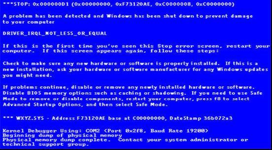 Blue Screen Of Death (BSOD) 1. Also known as STOP Error or visual fault error 2. Displayed by the operating system upon encountering a critical error that causes the system to crash 3.