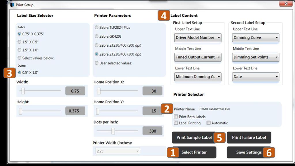 Printer Setup EVERset contains basic label printing for use with a Dymo LabelWriter 450 printer and 0.5 x 1.0 labels.