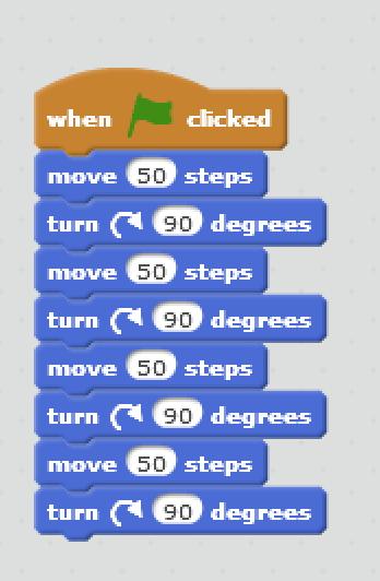 Figure 11: Scratch code using a repeat loop Let s revise You ve learnt that there are different ways to start the code working, such as green flag and clicking on the sprite, as shown in Figure 12.