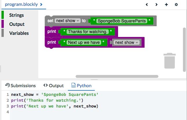 Other visual programming languages In addition to Scratch and Snap! (see page 4), Blockly is another suitable visual programming language for students. Grok Learning (https://groklearning.