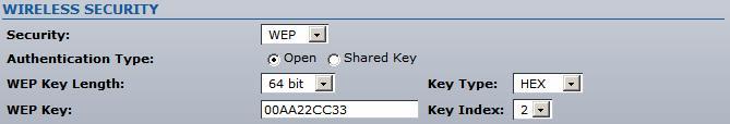 WEP enable WEP encryption. WPA enable WPA with Pre-shared Key encryption. WPA2 enable WPA2 with Pre-shared Key encryption.