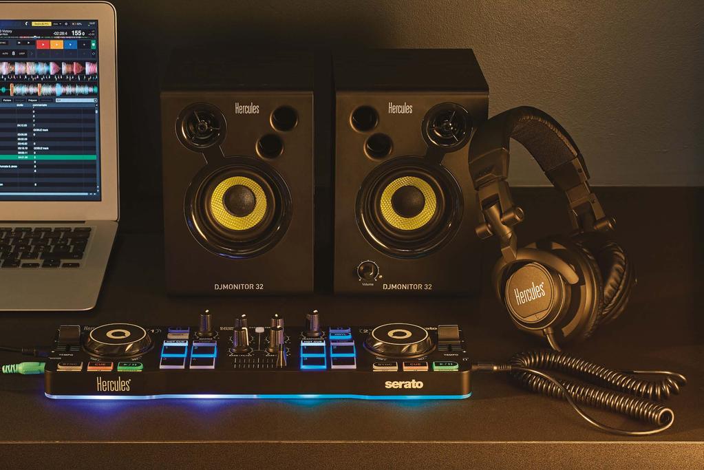 - Active monitoring speakers: perfect for getting started as a casual DJ. - Offset tweeters for clearer sound reproduction, and a more spatially-distinct stereo effect.
