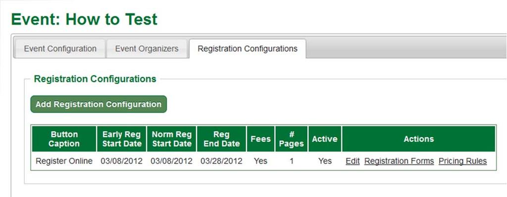 Don t forget to update your fieldset before going to another tab. Then you can return to editing your registration page. Next, we will look at how to edit the registration price. Click Pricing rules.
