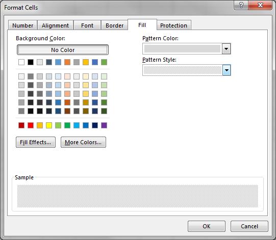 Enhancing a Worksheet s Appearance I. Adding Patterns and Colours To add colors to a worksheet: 1. Select the range of cells to add colour to. 2.