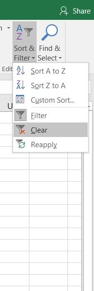 Remove filter To remove a filter, you can click on "Filter" or use the shortcut again (Ctrl + Shift + L).