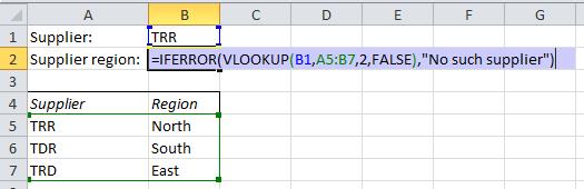 Excel Skills - Functions In cell B1 we are given the name of a supplier. We then want to look up that supplier s region in the table in cells A5:B7.