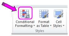 In the example to the right we will add conditional formatting to highlight columns where the
