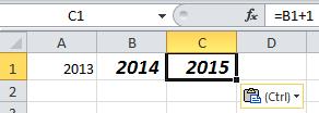 Excel Skills - Copying and pasting You can see that the formula is B1 was pasted into C1.