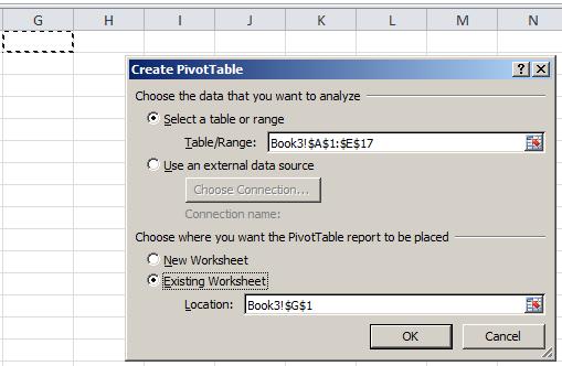 Excel Skills - Sorting and tabulating Specify where the data resides and where you wish to