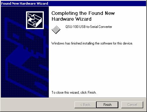 Installing the software Figure 10 - Windows 2000 Finished installing prompt Figure 10 is the Windows 2000 Finished installing prompt.