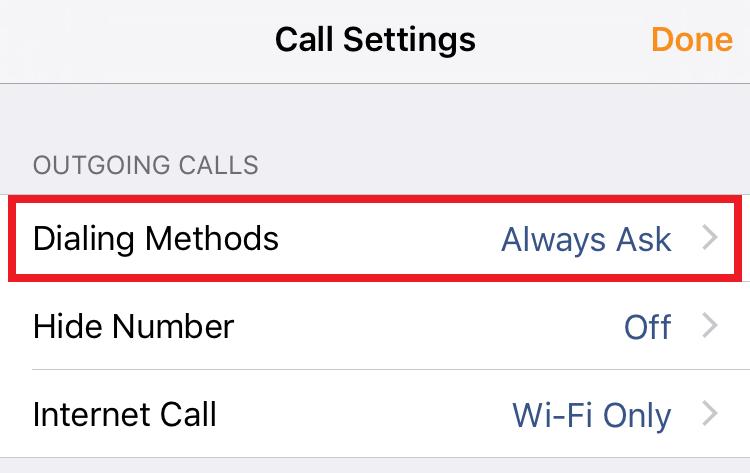 10 Placing a Call Before making calls, you can select which number to present as your identity. Go to Call Settings page and tap Dialing Methods button. 10.