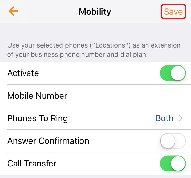 Select Answer when your phone rings 21.2 Mobile Call Mode a. Set up your overseas mobile number in the app: 1. Go to Call Settings page 2. Enter your overseas number (e.g. 0030 + country code + area code + overseas mobile no.