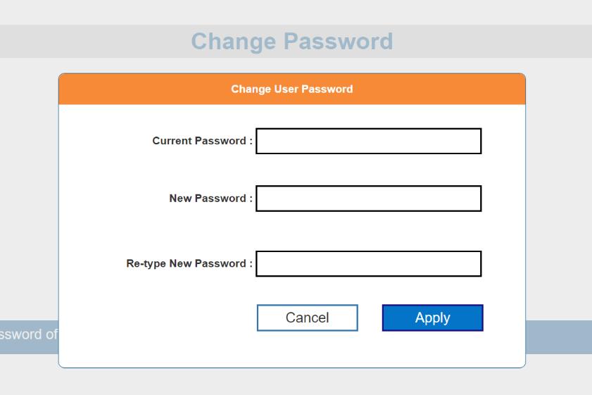 5.1 Change User Password Click Change User Password Enter your current password and new password.