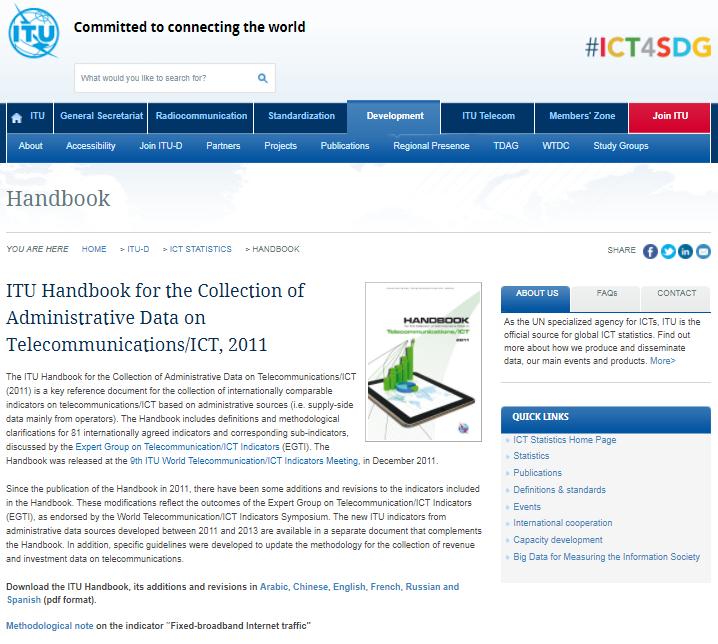 ITU Handbook additions (iv) Methodological note on the indicator Fixedbroadband Internet