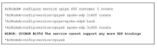 Given the error message shown While configuring cpipe 400 on the Switching Provider Edge (S-PE) router, you see the error message shown. What must you do to correct this error? A.