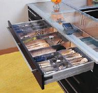 Drawer Inserts Drawer divider system Material: Stainless steel lengthways dividers and tray, plastic side panels
