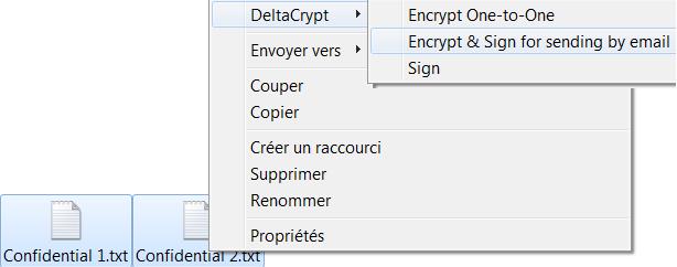 As Batch There are many ways to Encrypt as Batch. You can do so with: The two buttons of the main interface: Encrypt as Batch and Enc/Sign as Batch.