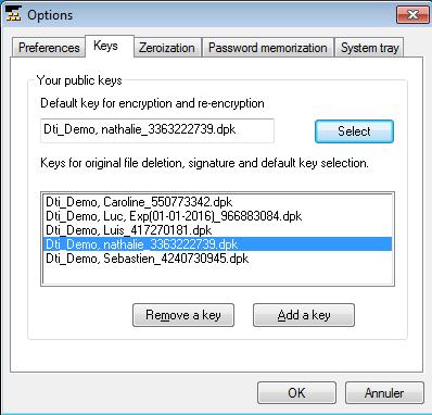Default Key The default public key is the one which is pre-selected for encrypting. It is also used when you encrypt files.