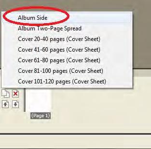 4.1 Adding pages (continued) 4. To create a single page select Album side.