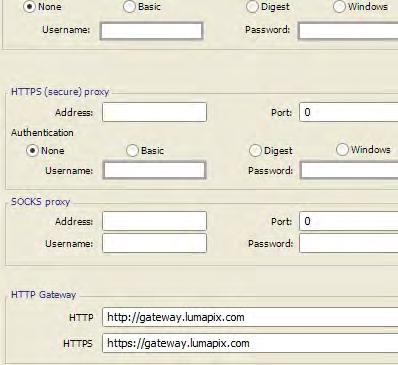 add in your login credentials. 4. Under HTTP Gateway, enter http://gateway.lumapix.com into the HTTP field and https://gateway.lumapix.com into the HTTPS field.