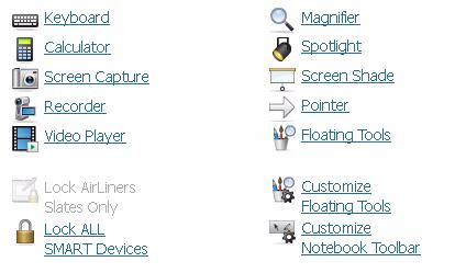 Quick Reference Tools The Tools tab provides direct access to each of the functions that help you operate the SMART Board interactive whiteboard more effectively.