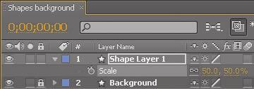 8 Select Shape Layer 1, and then press P to display the Position property for the layer.