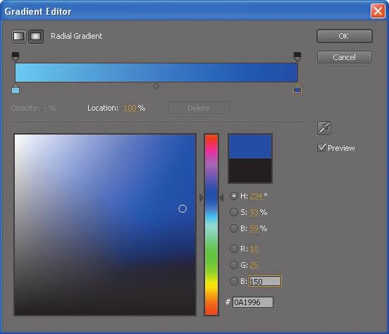 Applying a gradient fill You can change the color of the shape by modifying its Fill settings in the Tools panel.