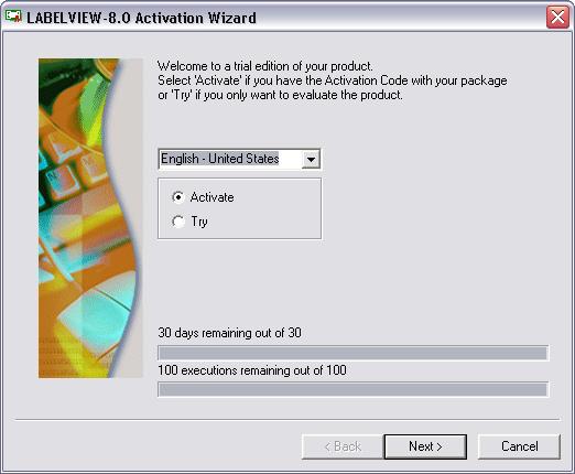 Installing LABELVIEW with a Software Key Chapter 2-5 Activating the Software Key Once you have installed LABELVIEW, the Activation Wizard will take you through the process of activating the software.