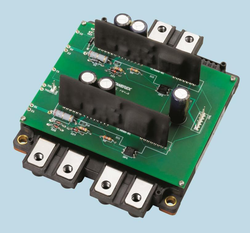 The BG2E utilizes Powerex VLA500-0 hybrid gate drivers to provide efficient switching of NX-L modules rated up to 000A.