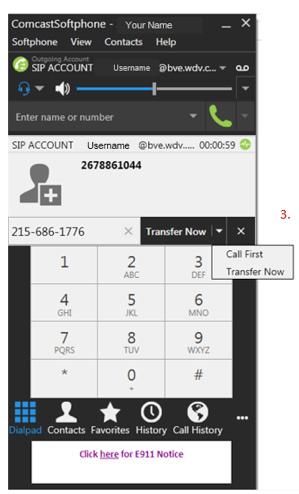 Announce the caller to the recipient. 5. Click Transfer Now when you are ready to transfer the caller. 1.