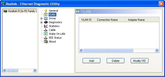 VLAN This page shows information about VLANs on current selected network