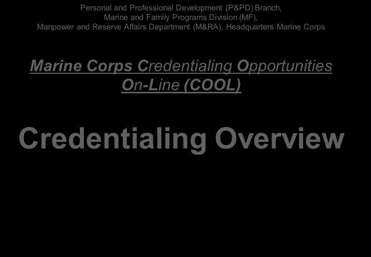 Marine Corps Credentialing Opportunities