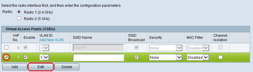 Step 5. To enable usage of the VAP, ensure that the Enable check box is checked. Step 6. In the VLAN ID field, specify the VLAN ID you would like to associate with the VAP.