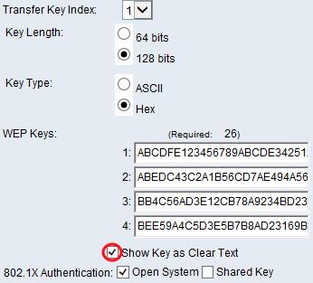 Note: When using a different firmware on the WAP351, WAP131, or WAP371, the Show Key as Clear Text field may be missing.