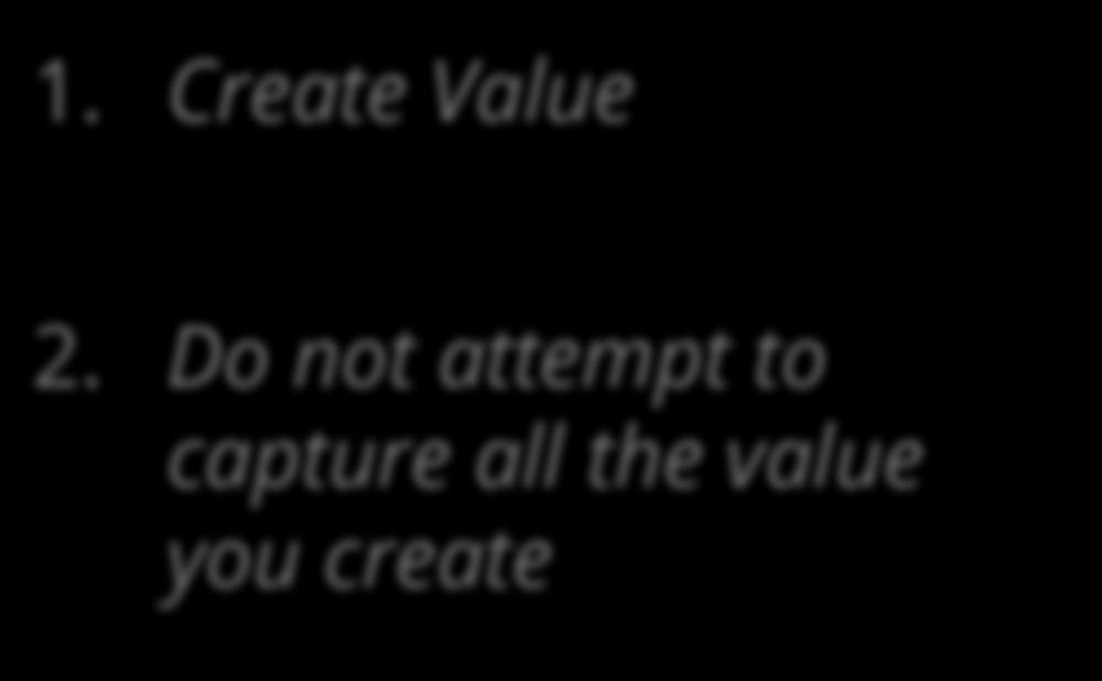 2. BUSINESS (OR VALUE!) MODEL 1. Create Value 2.