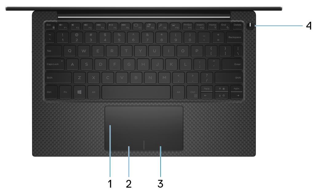 Base 1 Touchpad Move your finger on the touchpad to move the mouse pointer. Tap to left-click and two finger tap to right-click. 2 Left-click area Press to left-click.