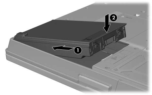 First-time setup Step 1: Insert the battery pack To insert the battery pack: Battery packs vary by model. 1. Turn the computer upside down on a flat surface, with the battery bay toward you.
