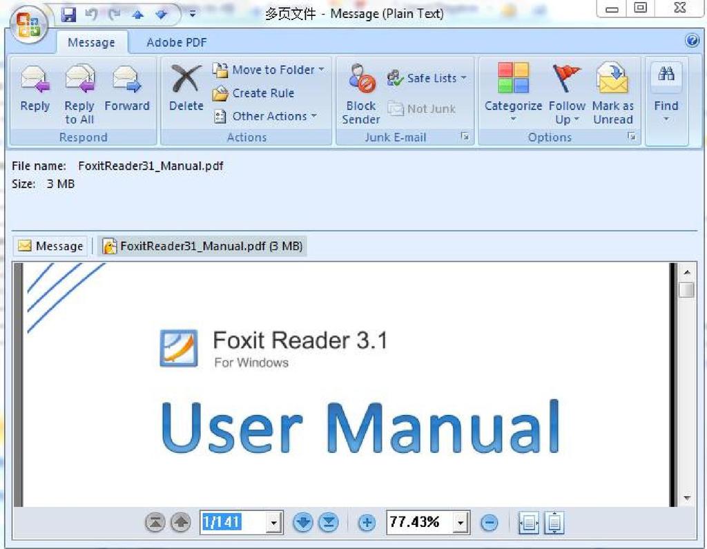 9) Outlook Preview Foxit Reader 5.