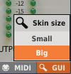 Configuration Default settings GUI size Switch the graphical user interface between two sizes: Small and Big.