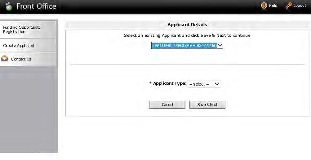 Select your Applicant Name Select Individual Do NOT use this drop down menu. It is for OFFICE USE ONLY.